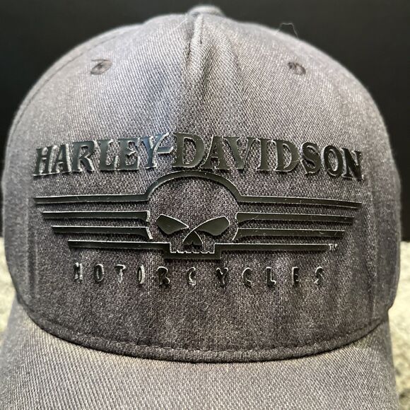 Harley-Davidson Silicone Skull Stretch Baseball Cap S/M Charcoal (99428-18VM) - Picture 2 of 12